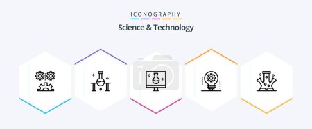 Illustration for Science And Technology 25 Line icon pack including electronics. ai. science experiment. ecolab. eco testing - Royalty Free Image
