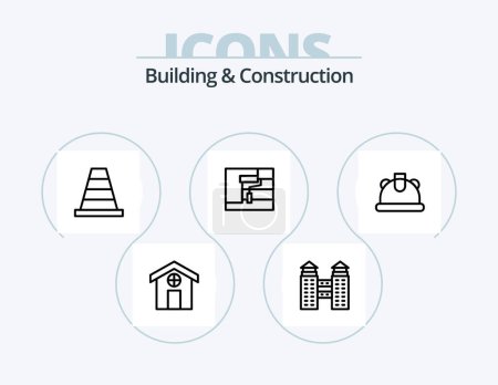 Ilustración de Building And Construction Line Icon Pack 5 Icon Design. . barrier. grinder. barricade. roller - Imagen libre de derechos