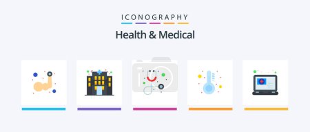 Illustration for Health And Medical Flat 5 Icon Pack Including appointment. online. healthcare. medical. temperature. Creative Icons Design - Royalty Free Image