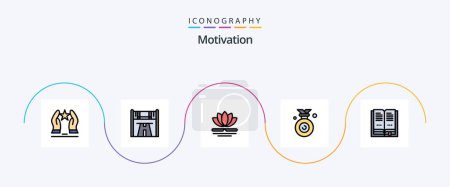 Illustration for Motivation Line Filled Flat 5 Icon Pack Including book. winner. road. olympic. chinese - Royalty Free Image