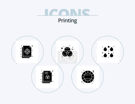 Téléchargez les illustrations : Printing Glyph Icon Pack 5 Icon Design. drop. rgb. circular. design. file - en licence libre de droit