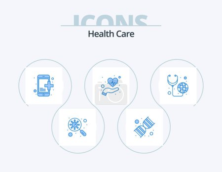 Illustration for Health Care Blue Icon Pack 5 Icon Design. health care. heart beat. app. heart. care - Royalty Free Image