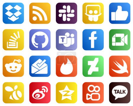 Illustration for 20 Social Media Icons for All Your Needs such as google meet. fb. question. facebook and microsoft team icons. Creative and professional - Royalty Free Image