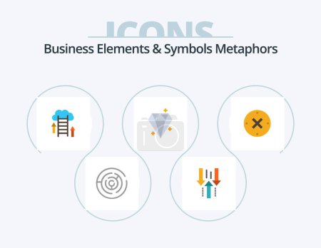 Téléchargez les illustrations : Business Elements And Symbols Metaphors Flat Icon Pack 5 Icon Design. sucess. diamound. upload. server. upload - en licence libre de droit