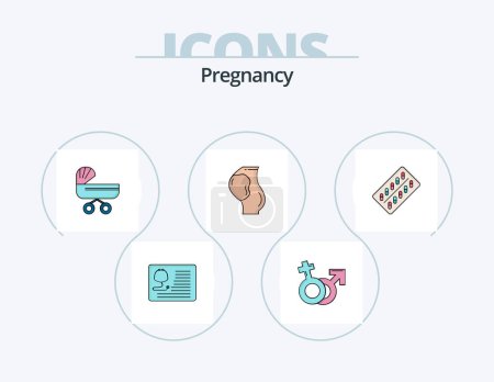 Téléchargez les illustrations : Pregnancy Line Filled Icon Pack 5 Icon Design. drop. ultrasound. medical. baby. pregnancy - en licence libre de droit