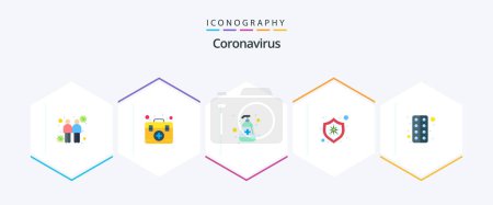 Illustration for Coronavirus 25 Flat icon pack including tablet. virus. hand wash. protection. medical - Royalty Free Image