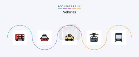 Illustration for Vehicles Line Filled Flat 5 Icon Pack Including train. transport. automobile. ski. cable - Royalty Free Image