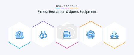 Illustration for Fitness Recreation And Sports Equipment 25 Blue icon pack including fast. diet. bodybuilding. banned. supplement - Royalty Free Image