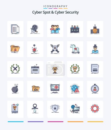 Illustration for Creative Cyber Spot And Cyber Security 25 Line FIlled icon pack  Such As expert. competition. kill. online. people - Royalty Free Image
