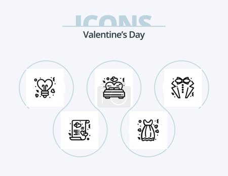Téléchargez les illustrations : Valentines Day Line Icon Pack 5 Icon Design. love. drink. wedding. cup. love - en licence libre de droit