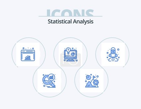 Téléchargez les illustrations : Statistical Analysis Blue Icon Pack 5 Icon Design. analysis. business report. mission. business idea. web - en licence libre de droit