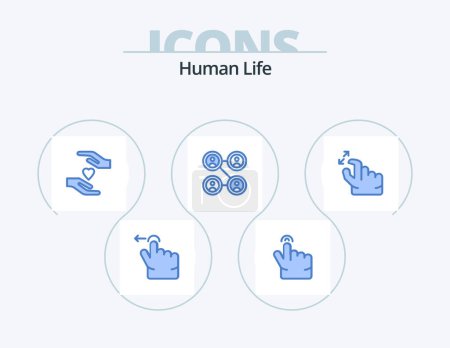 Téléchargez les illustrations : Human Blue Icon Pack 5 Icon Design. . zoom. love. squeeze. gesture - en licence libre de droit