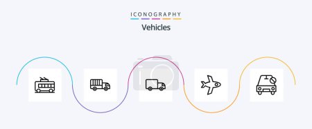 Ilustración de Vehicles Line 5 Icon Pack Including off. disabled. delivery. car. flight - Imagen libre de derechos