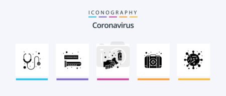 Illustration for Coronavirus Glyph 5 Icon Pack Including case. kit. alcohol. emergency. wash. Creative Icons Design - Royalty Free Image