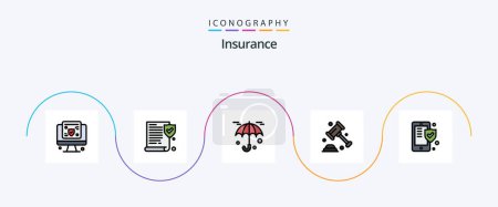 Illustration for Insurance Line Filled Flat 5 Icon Pack Including shield. insurance. protection. phone. security - Royalty Free Image