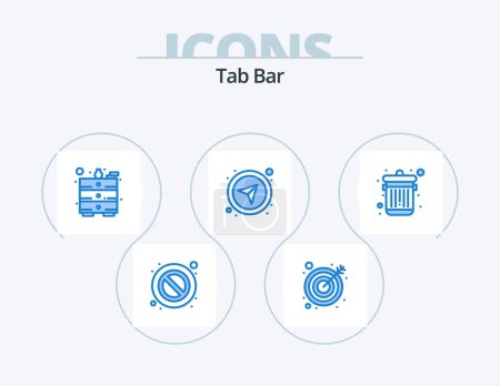 Téléchargez les illustrations : Tab Bar Blue Icon Pack 5 Icon Design. . trash. table. dustbin. navigational - en licence libre de droit