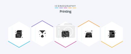 Ilustración de Printing 25 Glyph icon pack including paper. document. items. product. paper - Imagen libre de derechos