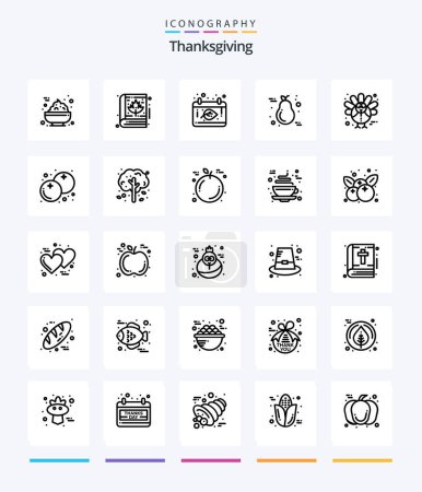 Ilustración de Creative Thanksgiving 25 OutLine icon pack  Such As holiday. light. calendar. candle. pear - Imagen libre de derechos