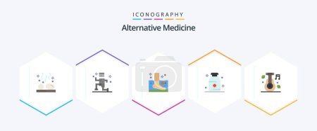 Illustration for Alternative Medicine 25 Flat icon pack including alternative. medical. fish. hospital. wellness - Royalty Free Image