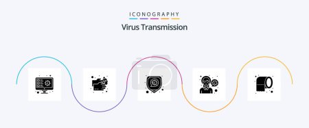Ilustración de Virus Transmission Glyph 5 Icon Pack Including paper. sick. disease. pain. head - Imagen libre de derechos