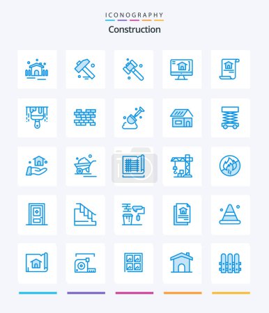 Téléchargez les illustrations : Creative Construction 25 Blue icon pack  Such As brick. construction. home. brush. home - en licence libre de droit