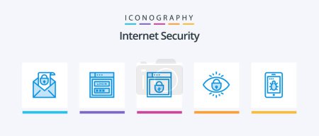 Illustration for Internet Security Blue 5 Icon Pack Including . bug. security. lock. Creative Icons Design - Royalty Free Image