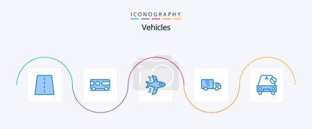 Téléchargez les illustrations : Vehicles Blue 5 Icon Pack Including disabled. truck. vehicle. transport. delivery - en licence libre de droit