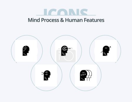 Illustration for Mind Process And Human Features Glyph Icon Pack 5 Icon Design. chart. head. confuse. mind. cognitive - Royalty Free Image