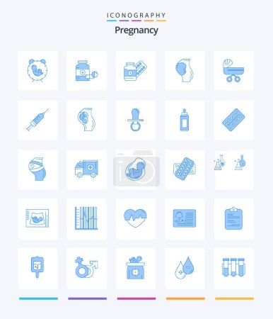 Téléchargez les illustrations : Creative Pregnancy 25 Blue icon pack  Such As baby. fetus. drugs. obstetrics. pregnant - en licence libre de droit