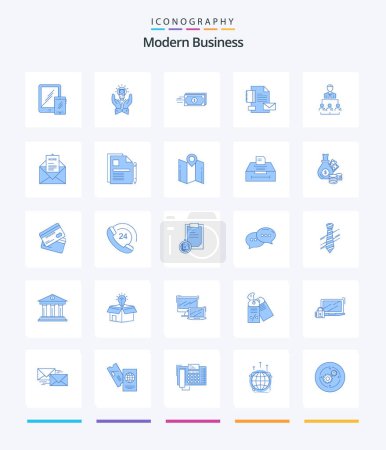 Téléchargez les illustrations : Creative Modern Business 25 Blue icon pack  Such As brand. currency. hand. money. business - en licence libre de droit