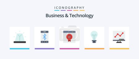 Ilustración de Business and Technology Flat 5 Icon Pack Including chart. light. award. innovation. bulb. Creative Icons Design - Imagen libre de derechos