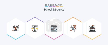 Illustration for School And Science 25 FilledLine icon pack including building. molecuel. appointment. science. dna - Royalty Free Image