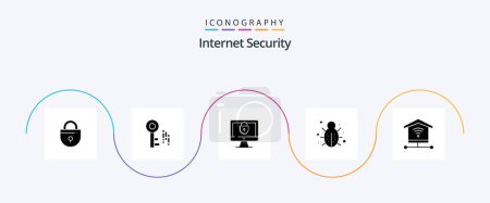 Illustration for Internet Security Glyph 5 Icon Pack Including internet. security. internet. protection. internet - Royalty Free Image