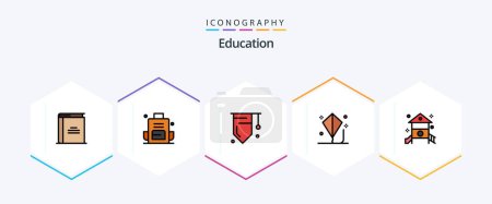 Illustration for Education 25 FilledLine icon pack including play. fun. outdoors. child. study - Royalty Free Image