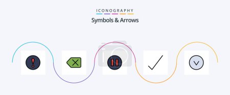 Ilustración de Symbols and Arrows Line Filled Flat 5 Icon Pack Including . check. circle - Imagen libre de derechos
