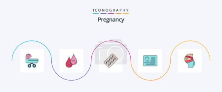 Téléchargez les illustrations : Pregnancy Line Filled Flat 5 Icon Pack Including doctor. packet. liquid. tablet. pill - en licence libre de droit