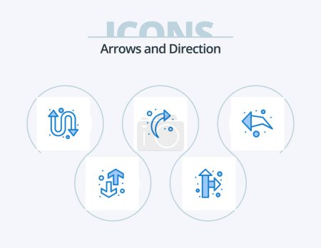 Illustration for Arrow Blue Icon Pack 5 Icon Design. . left. arrows. arrow. back - Royalty Free Image