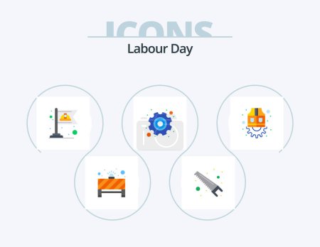 Illustration for Labour Day Flat Icon Pack 5 Icon Design. labor. labour. communist. labor. day - Royalty Free Image