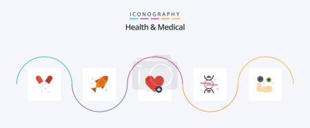 Téléchargez les illustrations : Health And Medical Flat 5 Icon Pack Including medical. fitness. medical. medical. bone - en licence libre de droit
