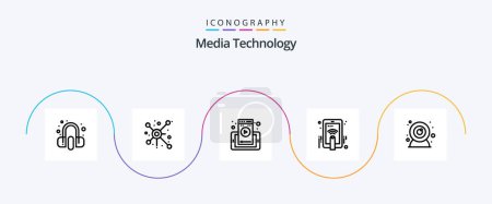 Ilustración de Media Technology Line 5 Icon Pack Including web cam. gesture. web page. touch. hand - Imagen libre de derechos
