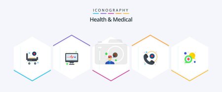 Illustration for Health And Medical 25 Flat icon pack including support. medical. consultation. communication. service - Royalty Free Image