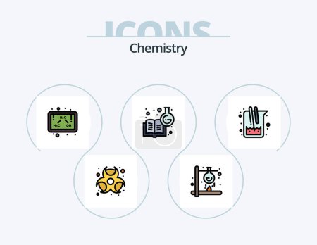 Ilustración de Chemistry Line Filled Icon Pack 5 Icon Design. pretty. decorative. new. symbol. china - Imagen libre de derechos
