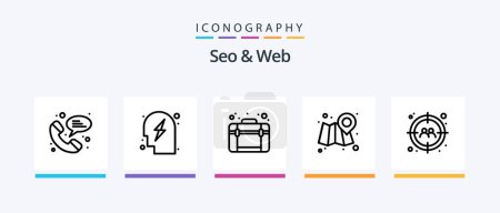 Téléchargez les illustrations : Seo and Web Line 5 Icon Pack Including www. web. network. seo. travel. Creative Icons Design - en licence libre de droit