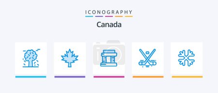 Illustration for Canada Blue 5 Icon Pack Including snow flakes. olympics. landmark. ice. game. Creative Icons Design - Royalty Free Image