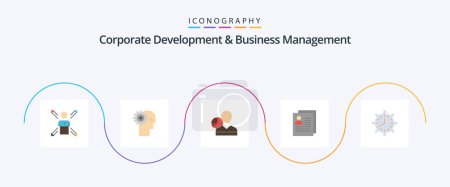 Téléchargez les illustrations : Corporate Development And Business Management Flat 5 Icon Pack Including employee. chart. brain. graph. personal - en licence libre de droit
