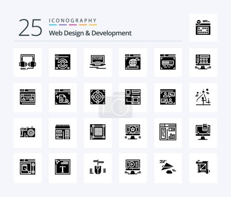 Illustration for Web Design And Development 25 Solid Glyph icon pack including . internet . refresh. browser . design - Royalty Free Image