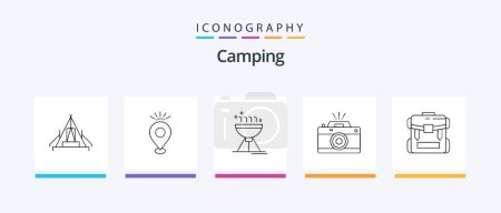 Illustration for Camping Line 5 Icon Pack Including camping. navigation. grill. explore. Creative Icons Design - Royalty Free Image