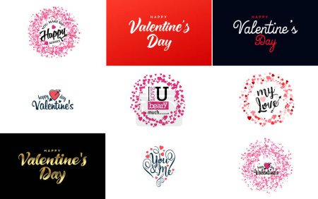 Téléchargez les illustrations : Red flat design Valentine's Day label pack - en licence libre de droit