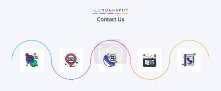 Illustration for Contact Us Line Filled Flat 5 Icon Pack Including book. tablet. call. message. email - Royalty Free Image