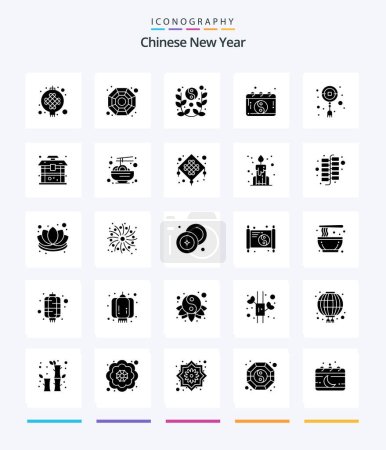 Téléchargez les illustrations : Creative Chinese New Year 25 Glyph Solid Black icon pack  Such As decoration. mandarin. new. chinese. calendar - en licence libre de droit
